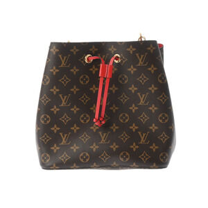 Louis Vuitton Monogram NeoNoe Brown Coquelicot Red Canvas Shoulder Bag